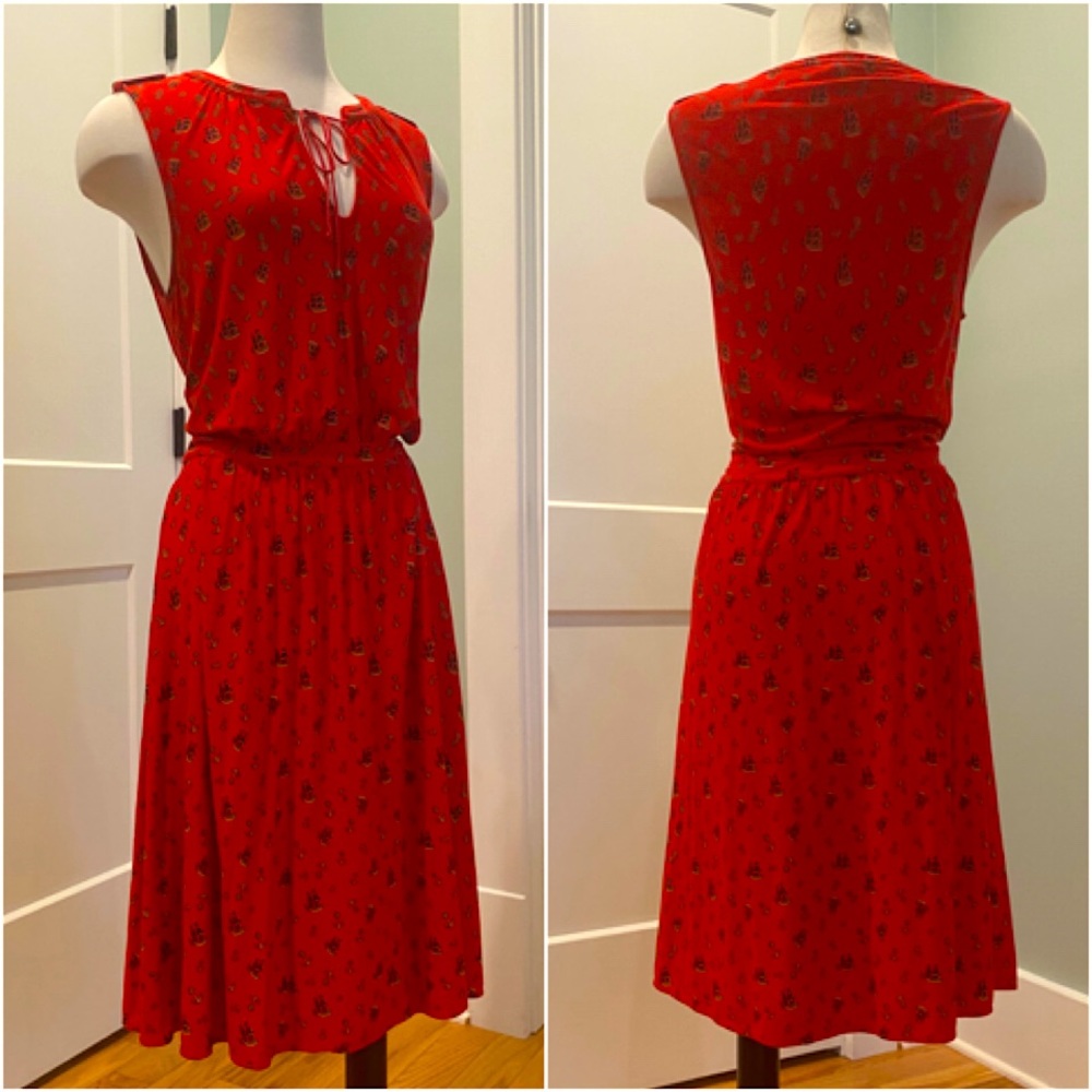 Leifnotes (Anthropologie) Red Nautical Print Casual Sleeveless Dress - Size M